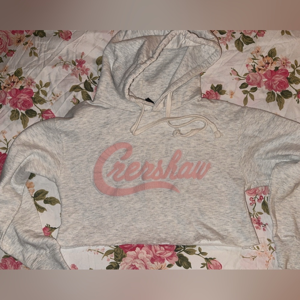 Cropped grey and pink Crenshaw hoodie